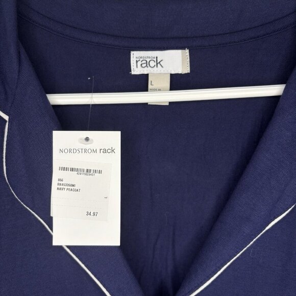 NORDSTROM NEW Pajama Set Women's Large Navy Peacoat Stretch Soft Top Shorts - Picture 2 of 6